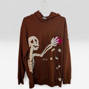 Aelfric Eden Skeleton Hoodie | Graphic Streetwear Pullover | Brown | XL